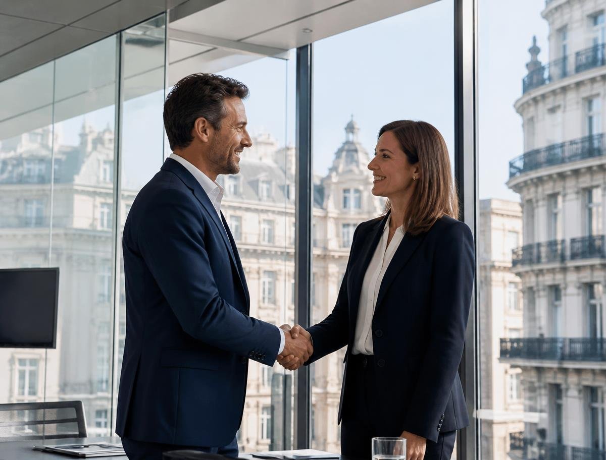 European business leaders closing a strategic partnership